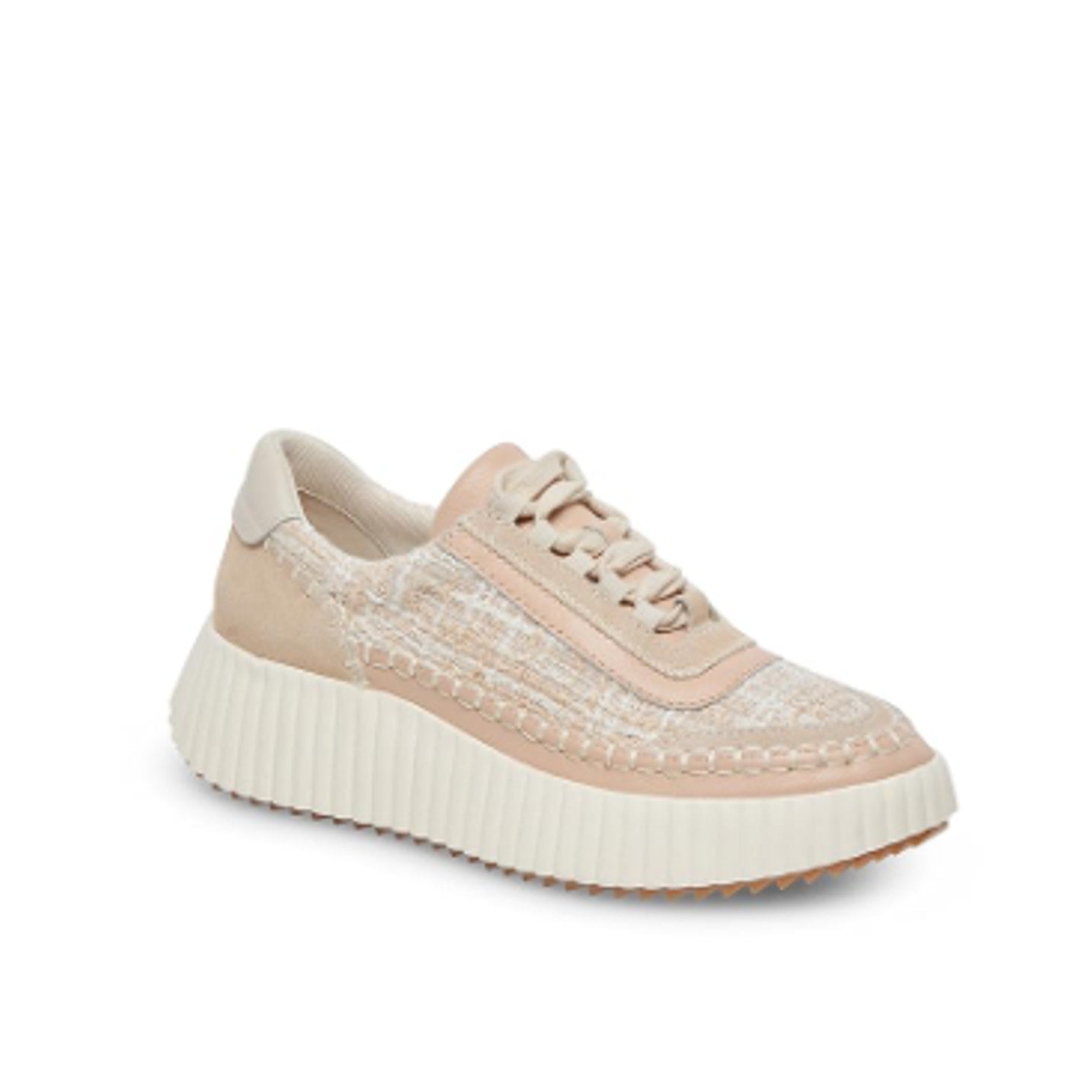 Dolce Vita Women's Dolen Leather Sneaker Size 7 Ivory Tan Lace-Up Closure NIB