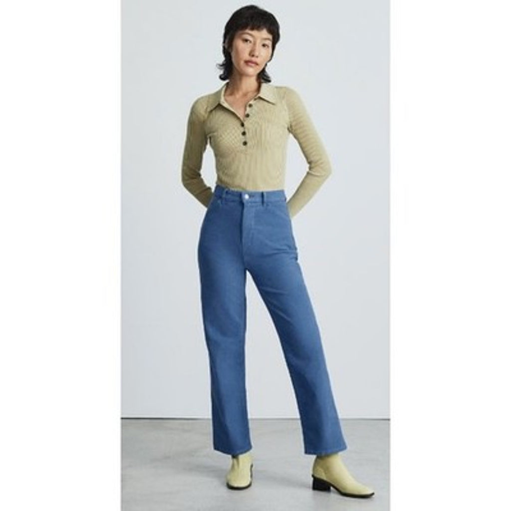 Everlane Womens Moleskin Way-High Pants Size 0 Dark Steel Blue NWT