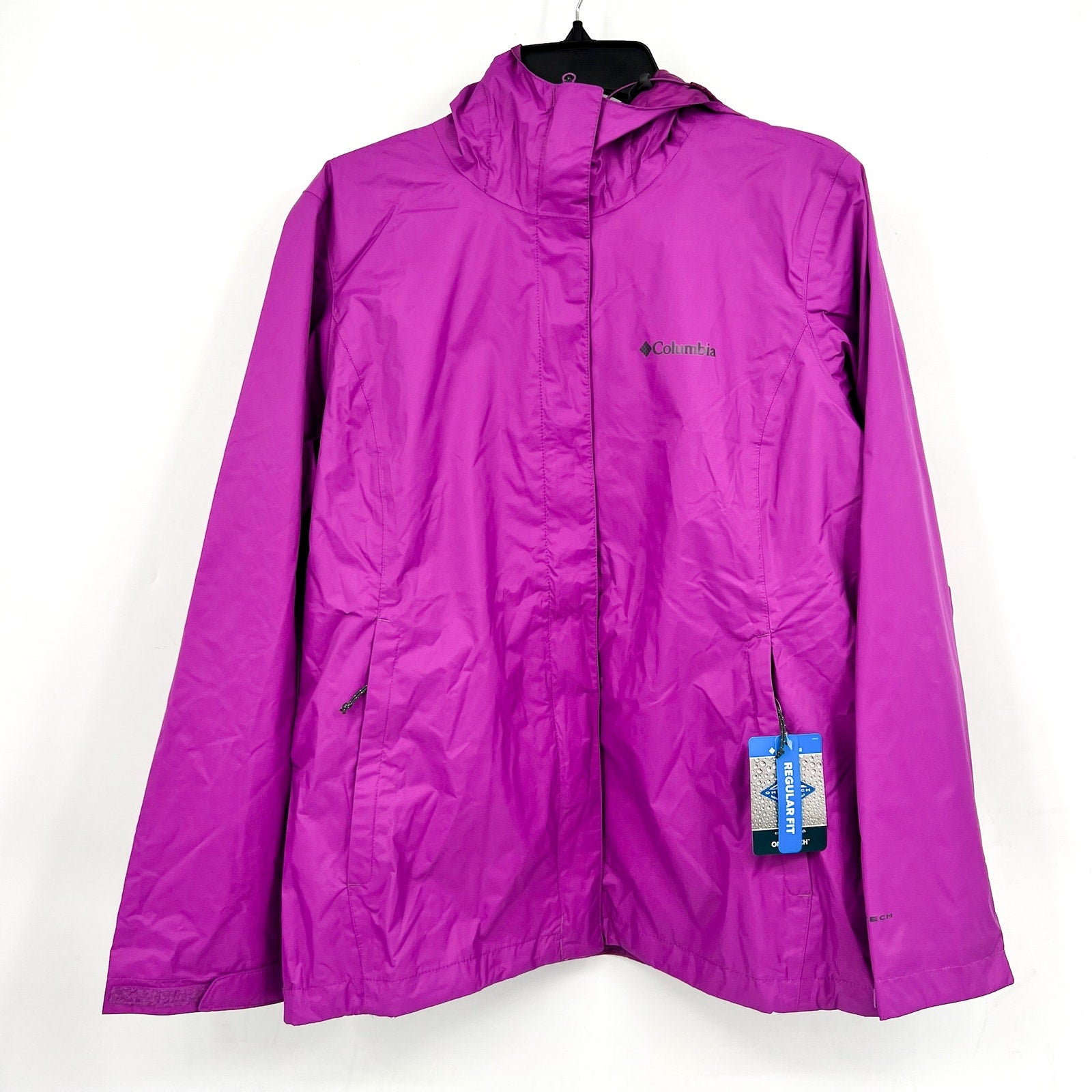 COLUMBIA Women's Arcadia II Jacket Large Pink Purple Hooded Waterproof NWT