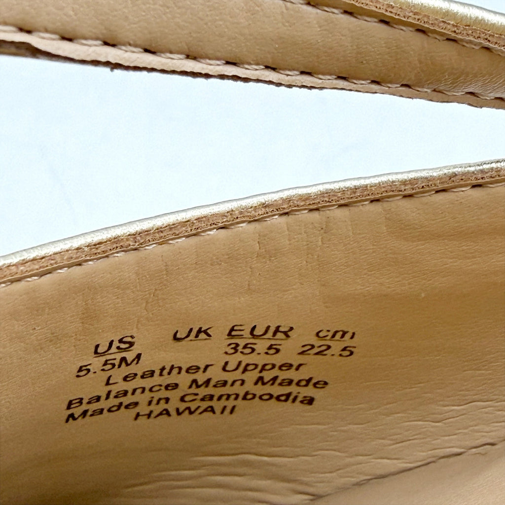 Naturalizer Womens Hawaii Slingback Flats US 5.5 M EU 35.5 Gold Leather NIB