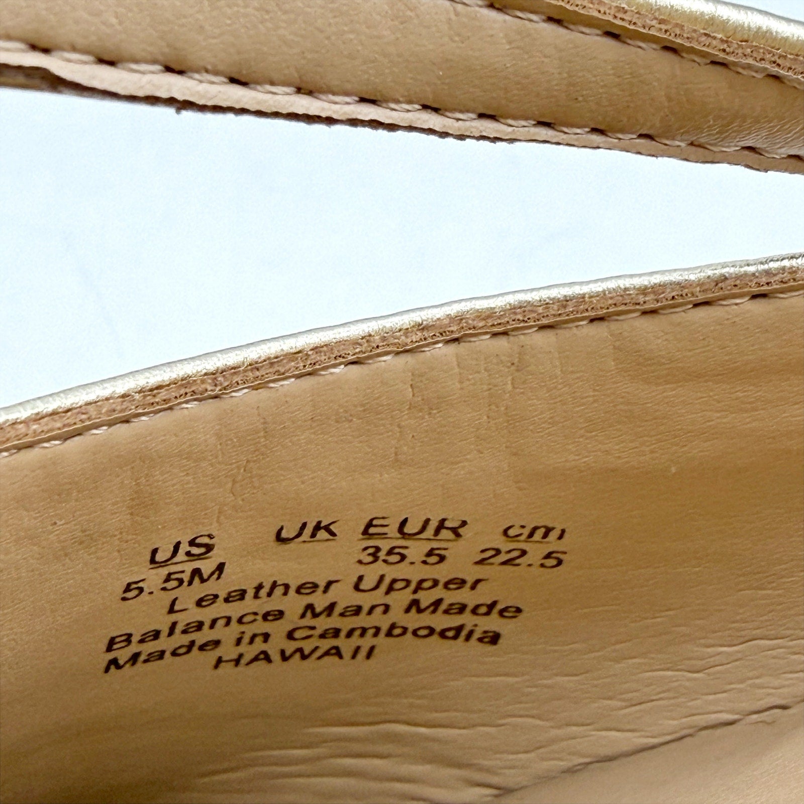 Naturalizer Womens Hawaii Slingback Flats US 5.5 M EU 35.5 Gold Leather NIB
