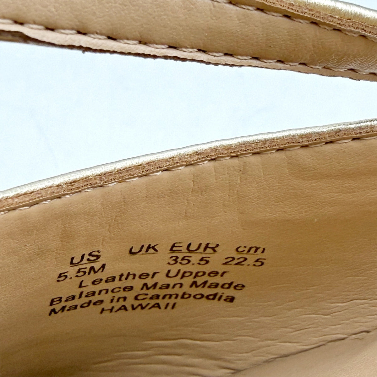 Naturalizer Womens Hawaii Slingback Flats Size 5.5 M EU 35.5 Gold Leather NIB