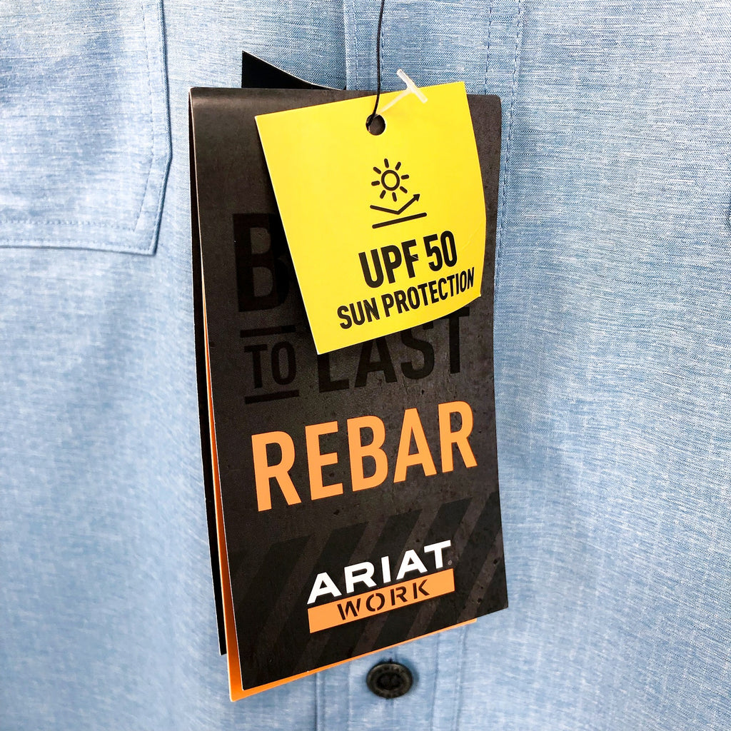 ARIAT Men's Rebar Made Tough VentTEK Work Shirt XL Blue Deep Water Heather NWT