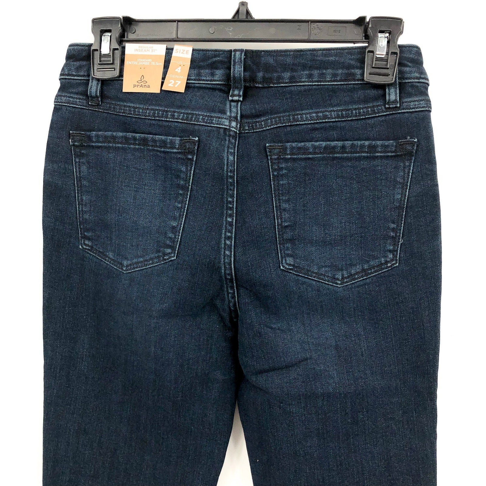 Prana Womens Sienna Skinny Jeans 27x31 US 4 Deep Blue Stretch Denim Mid Rise NWT
