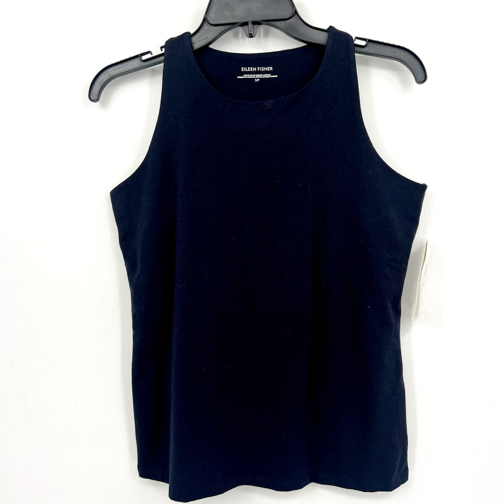 EILEEN FISHER Womens Organic Cotton Stretch Jersey Tank Small Dark Navy Blue NWT