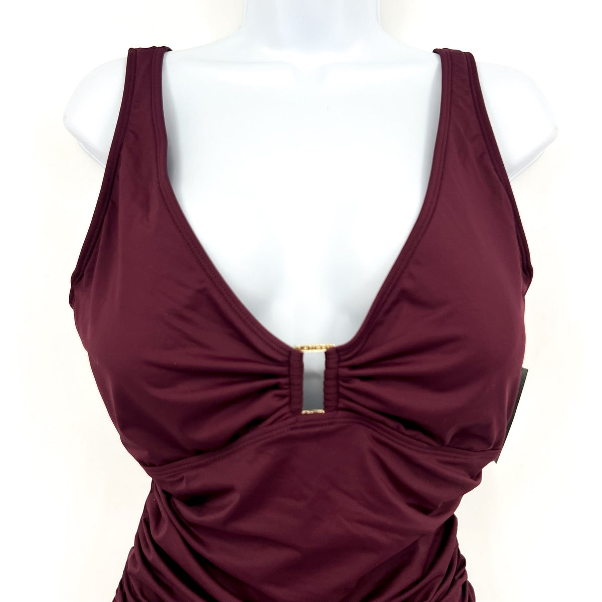 LAUREN RALPH LAUREN Beach Club One-Piece Swimsuit Size 16 Claret Red Ring NWT