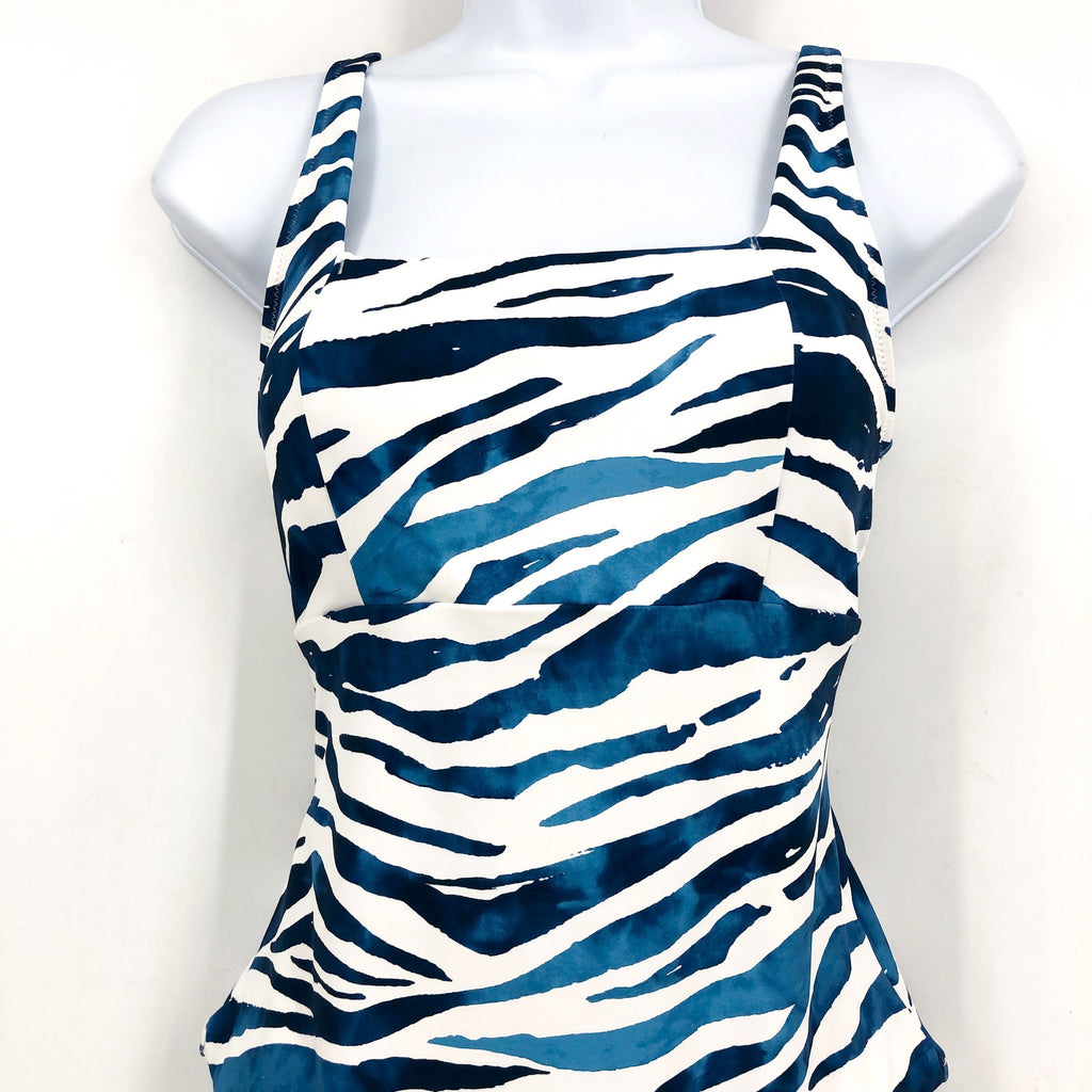 TOMMY BAHAMA Zan Zebra One-Piece Swimsuit Size 6 Banff Blue Palm Modern NWT