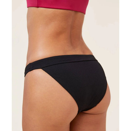 ANDIE SWIM Women's The Banded Cheeky Bikini Bottom Size XXL Black Ribbed