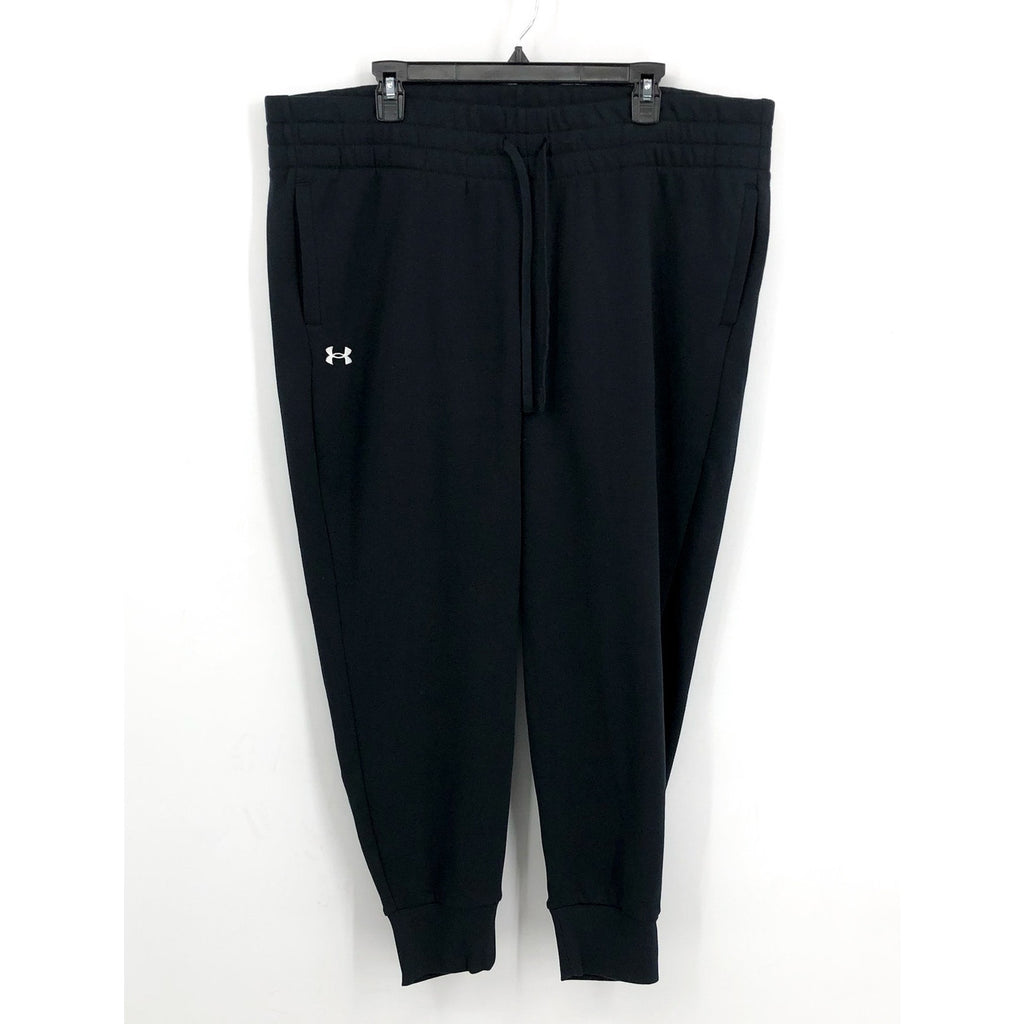 UNDER ARMOUR Womens Training Rival Fleece Joggers 1X Black Drawstring Pants NWT