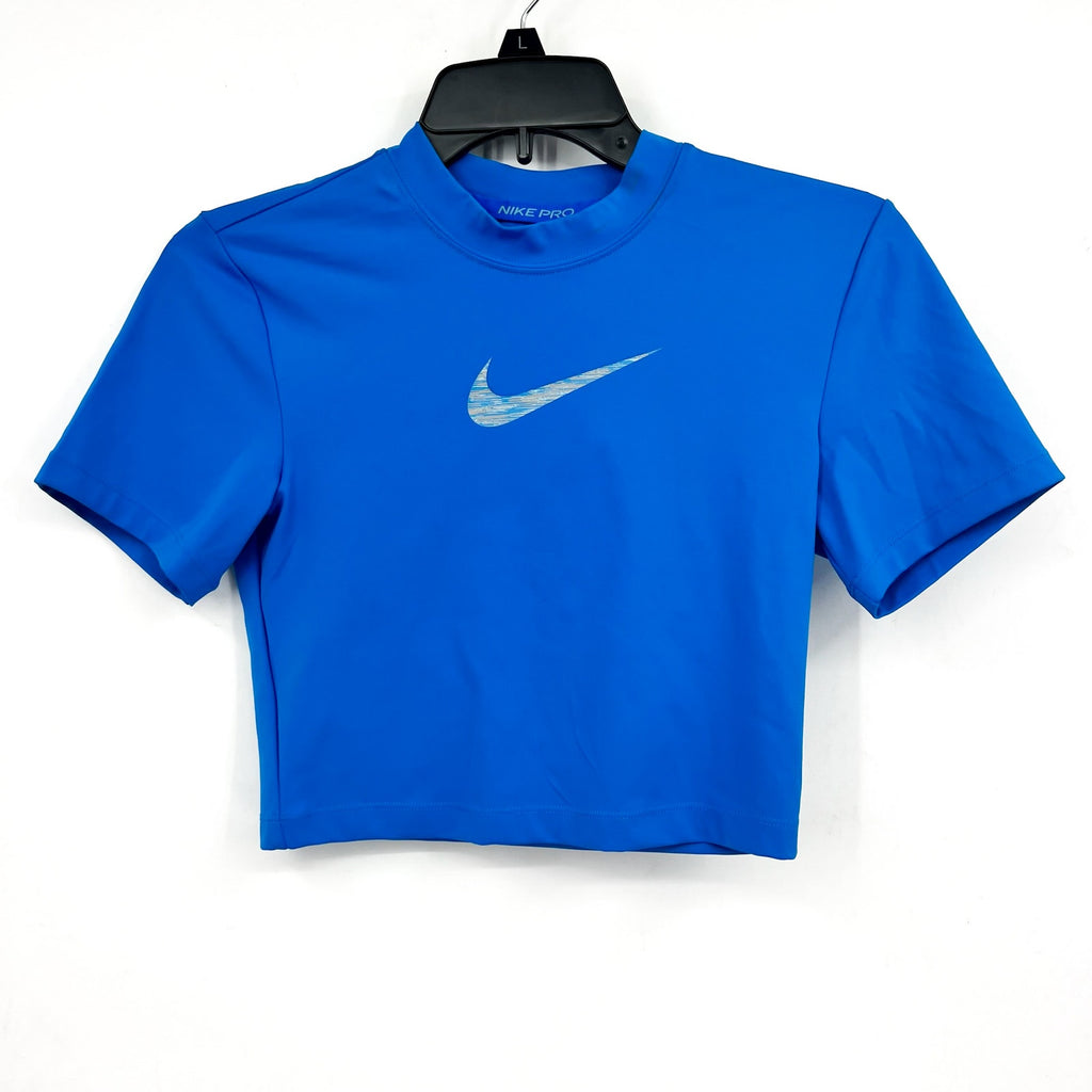 NIKE PRO Women's Dri-FIT Short-Sleeve Cropped Top XS Royal Blue Tshirt NWT