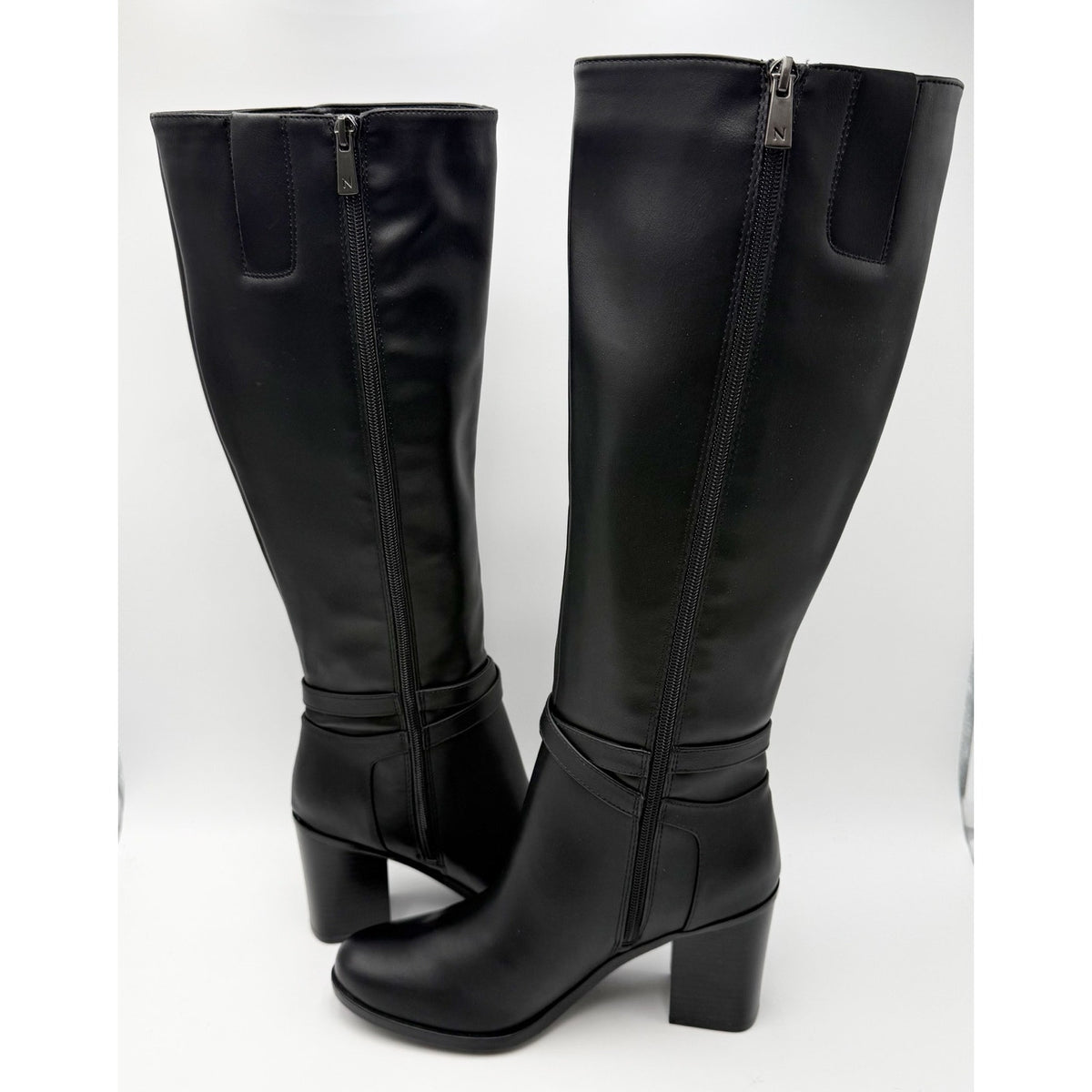 Naturalizer Womens Jane Heeled Knee High Boots Size 8 M Black Faux Leather NIB