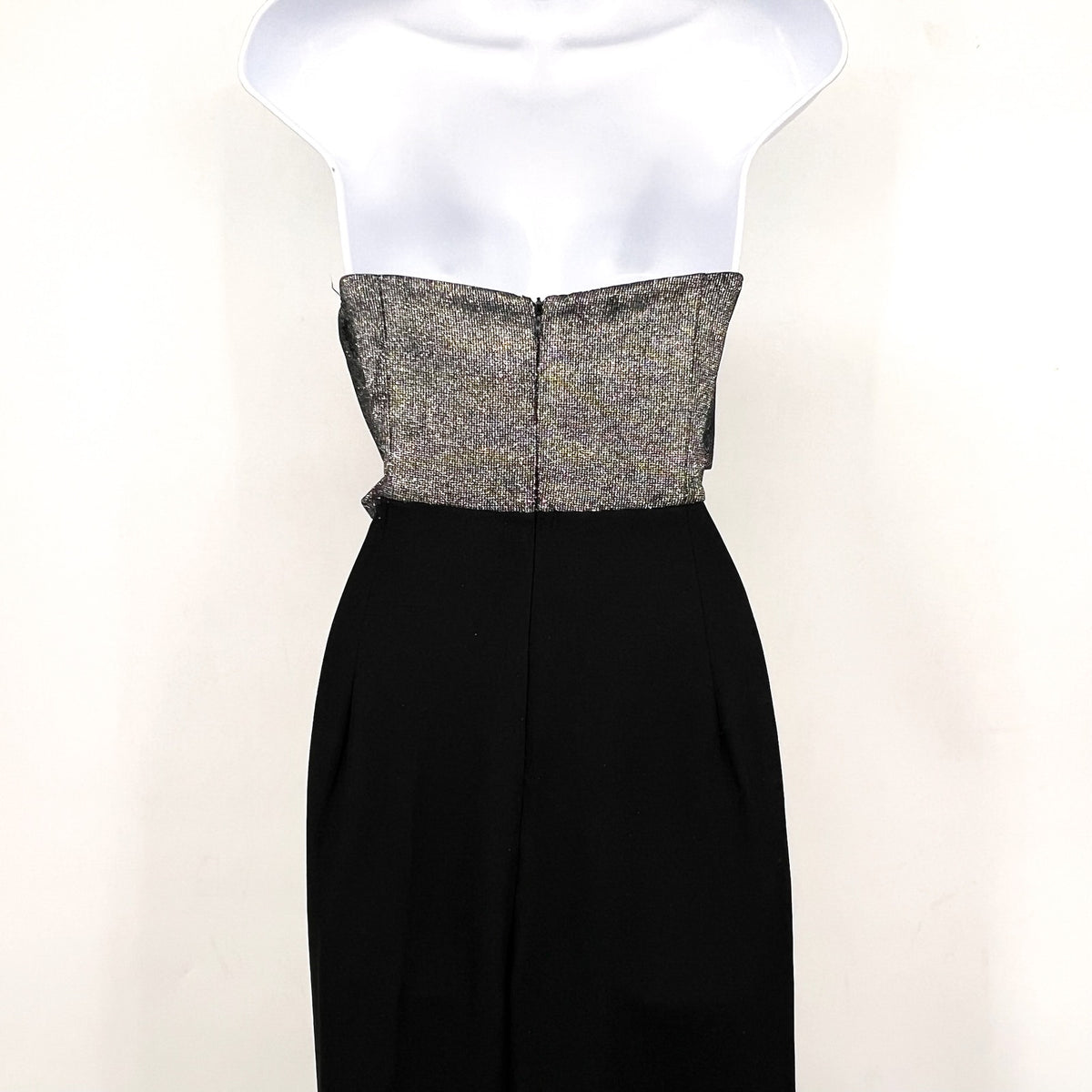 SAM EDELMAN Womens Cady Strapless Jumpsuit Size 4 Black Silver Metallic Bow NWT