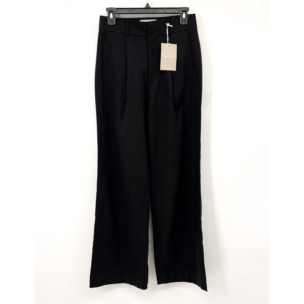 Everlane Womens The Way-High Drape Pants Sz 2 - 30" Inseam Pleated Black NWT