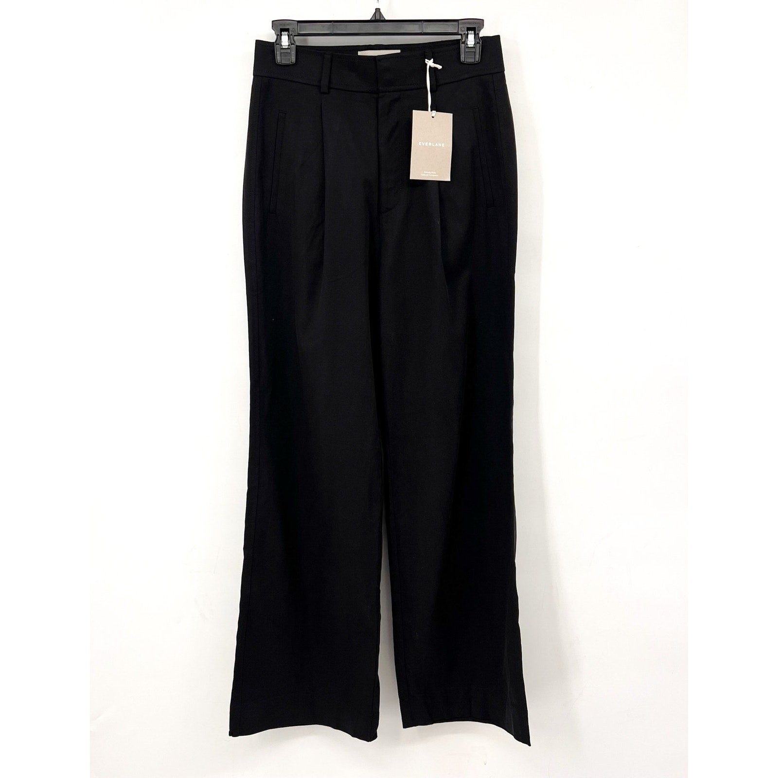Everlane Womens The Way-High Drape Pants Sz 2 - 30" Inseam Pleated Black NWT