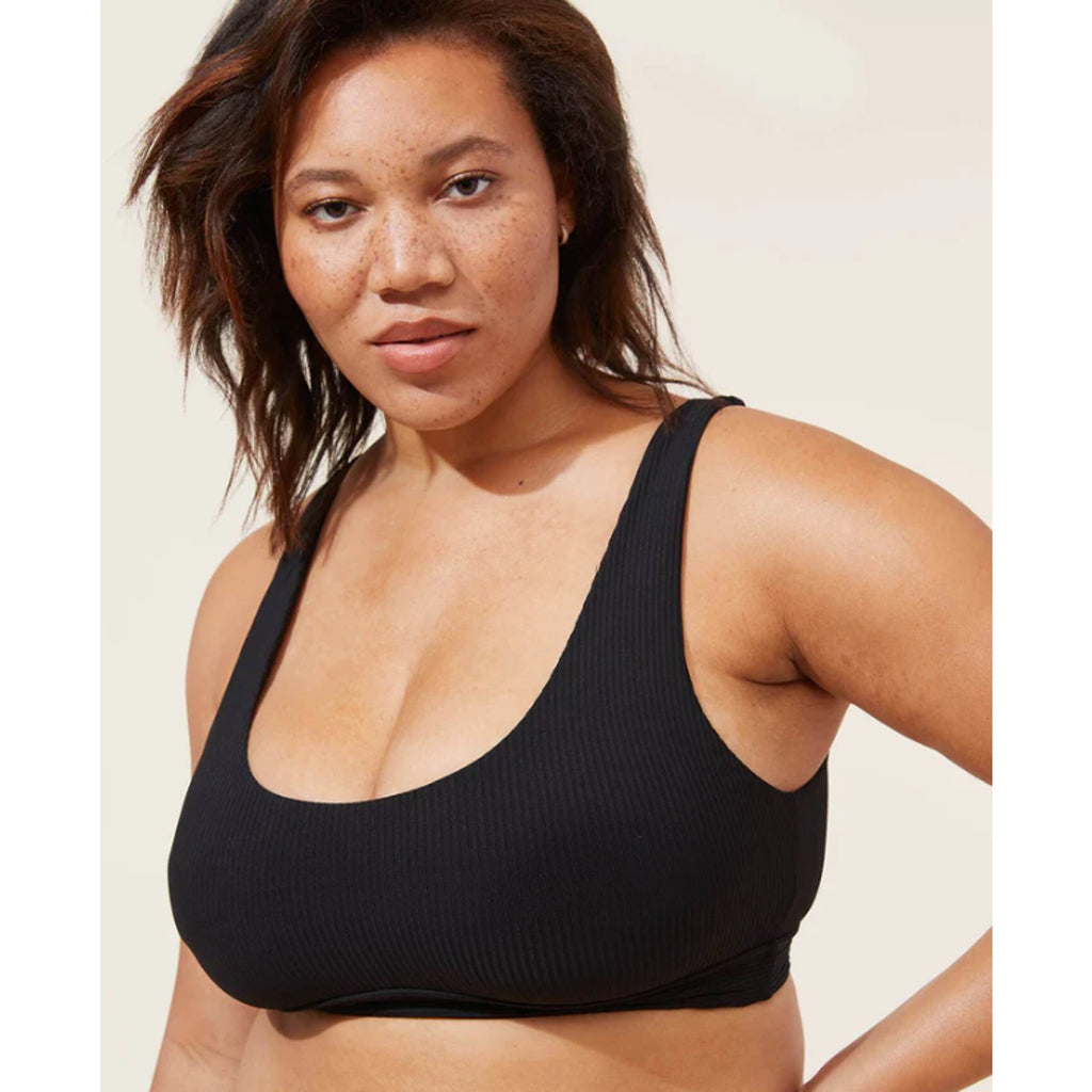 ANDIE SWIM The Ventura Rib Bikini Top XXL Black Scoop Neck Stretch NWT