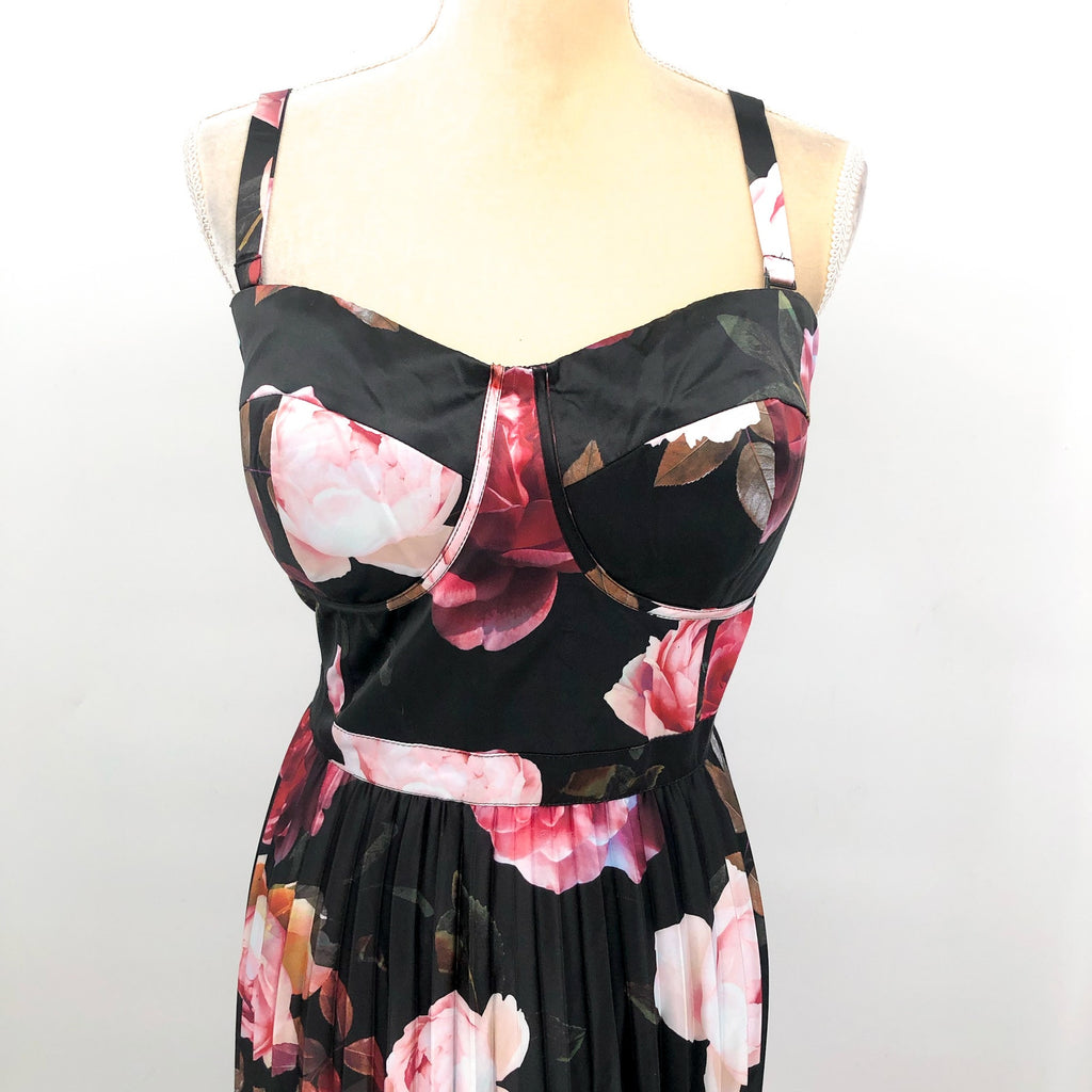 CITY CHIC Rich Bloom Party Dress Medium Size 18 Black Floral Midi Straps NWOT