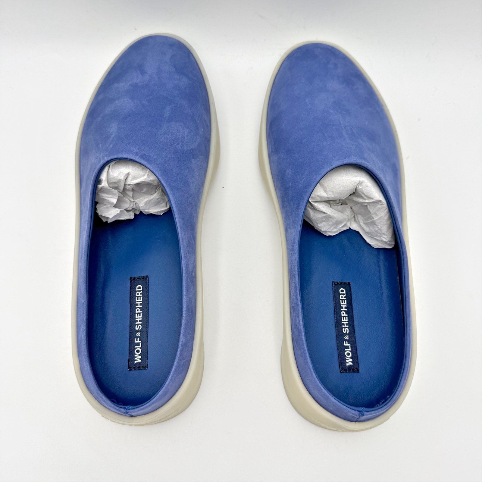 Wolf & Shepherd Cruise Mule Slip On Shoes Womens 7.5 Mens 9 Blue White NIB