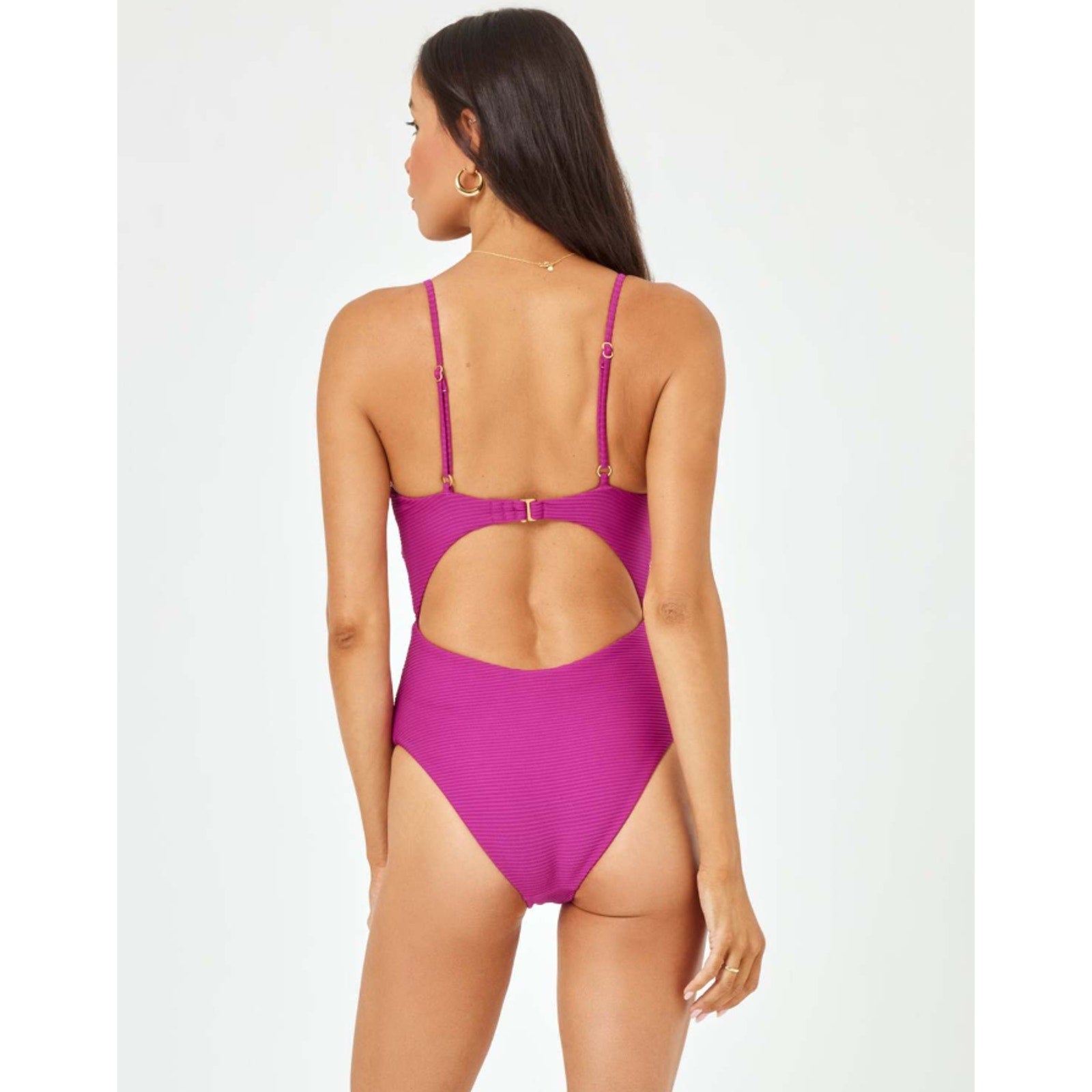 L*SPACE Women's Kyslee One Piece Swimsuit Medium Pink Berry Eco Chic Repreve NWT