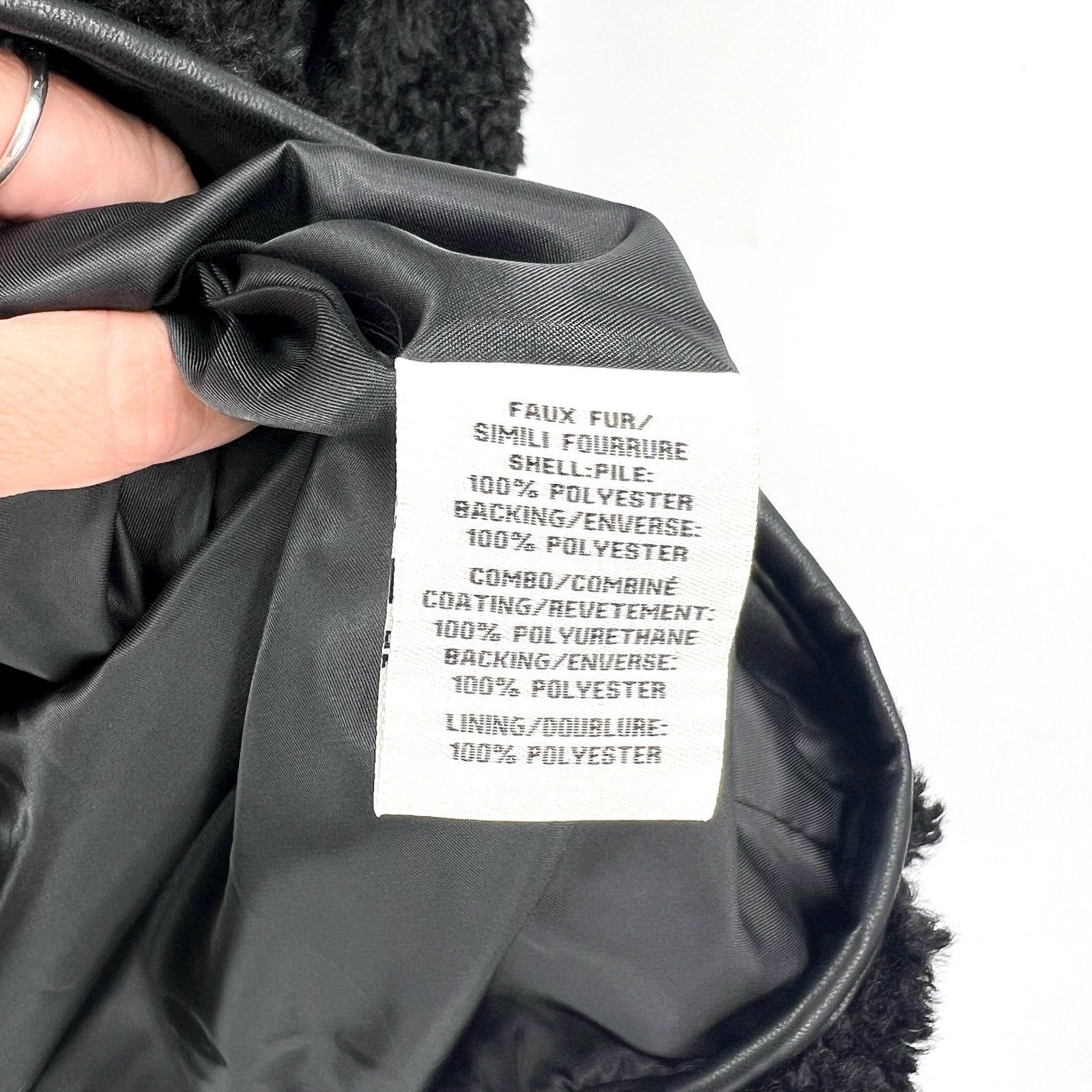 BAGATELLE COLLECTION Womens Vest Small Black Sherpa Shearling Faux Fur Lined NWT