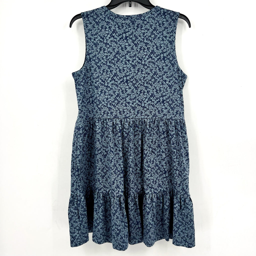 TOAD & CO Women's Marley Tiered Tank Dress Medium Blue Floral Tonal Print NWT