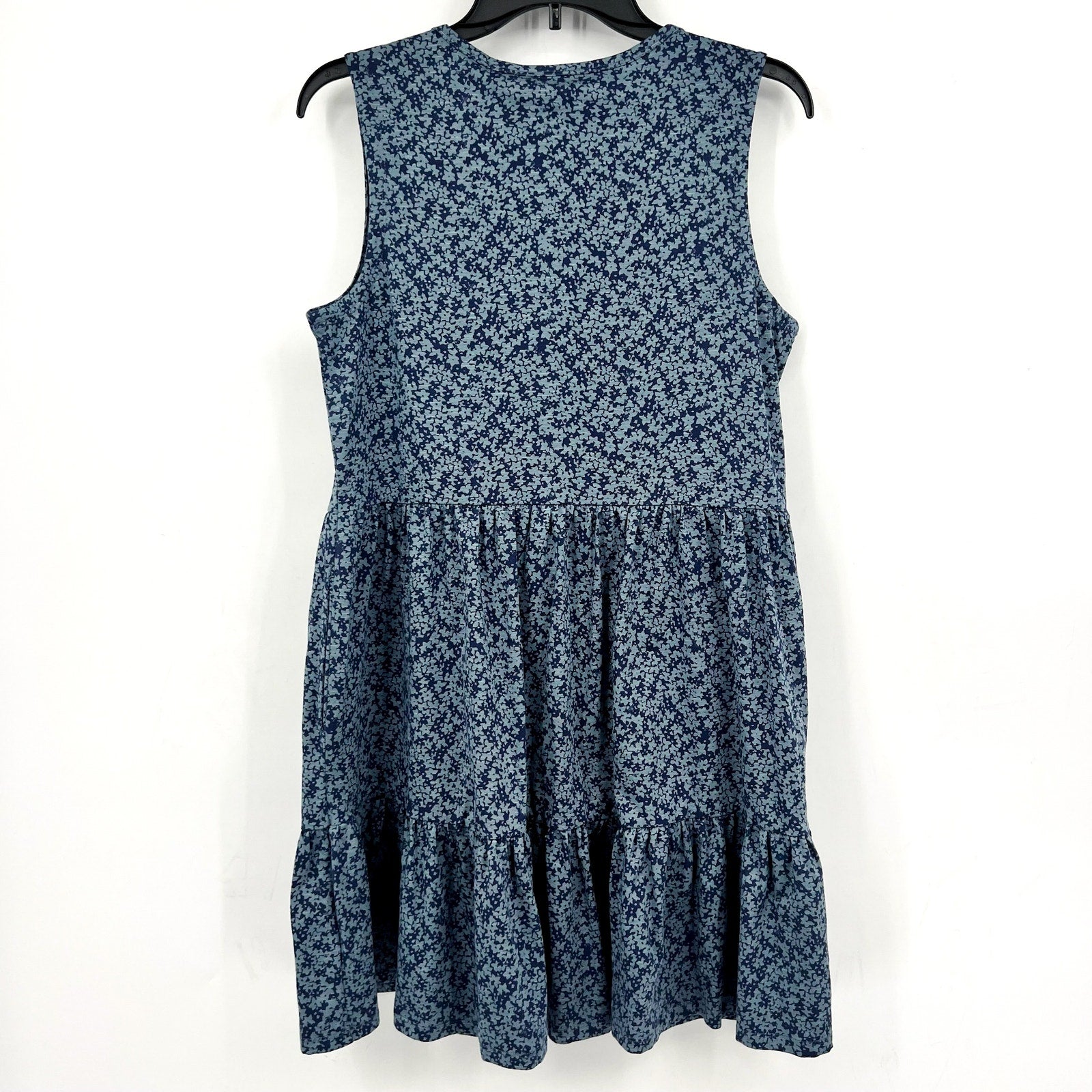 TOAD & CO Women's Marley Tiered Tank Dress Medium Blue Floral Tonal Print NWT