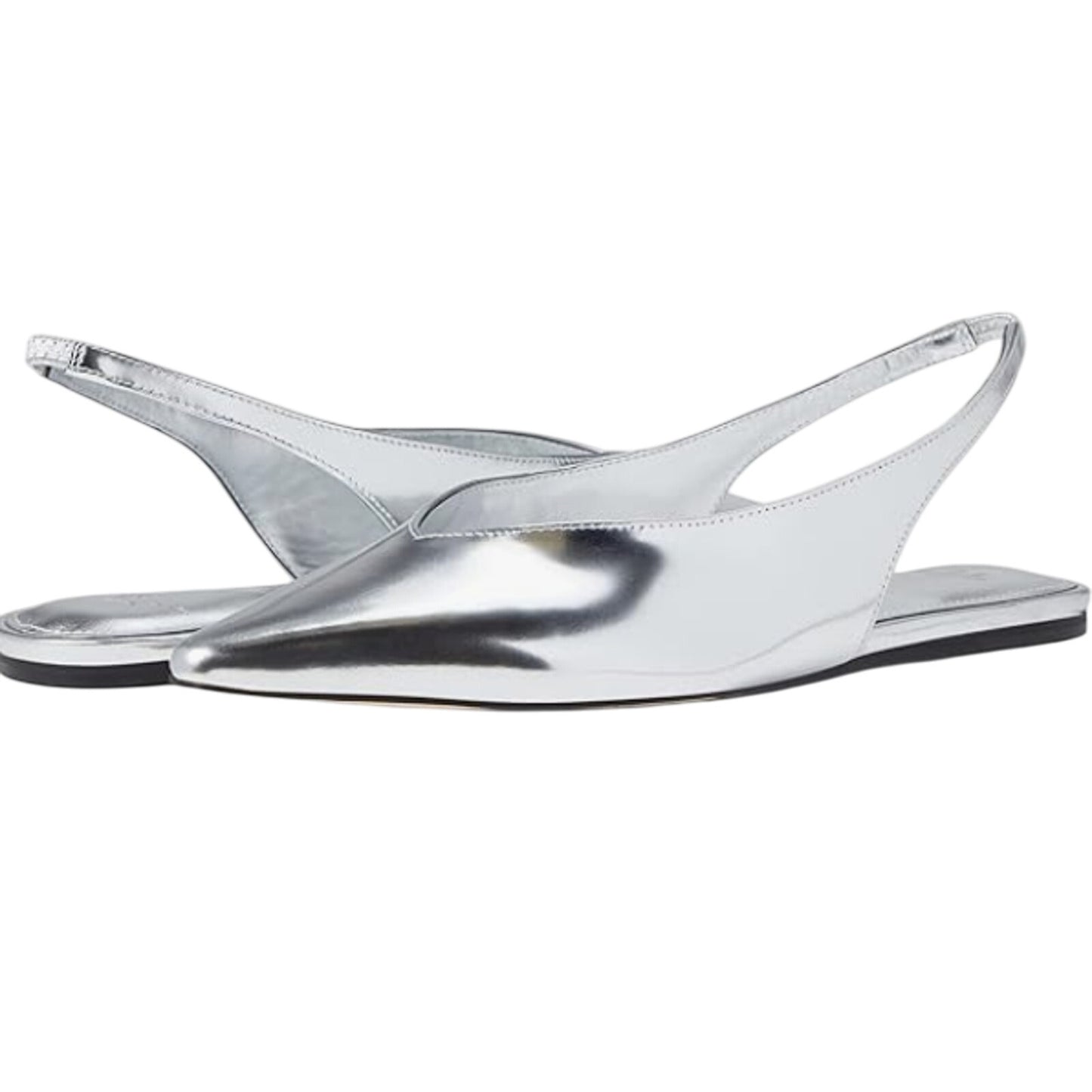 Marc Fisher Womens Graceful Slingback Flats US 7 M Silver Metallic Leather NWOB