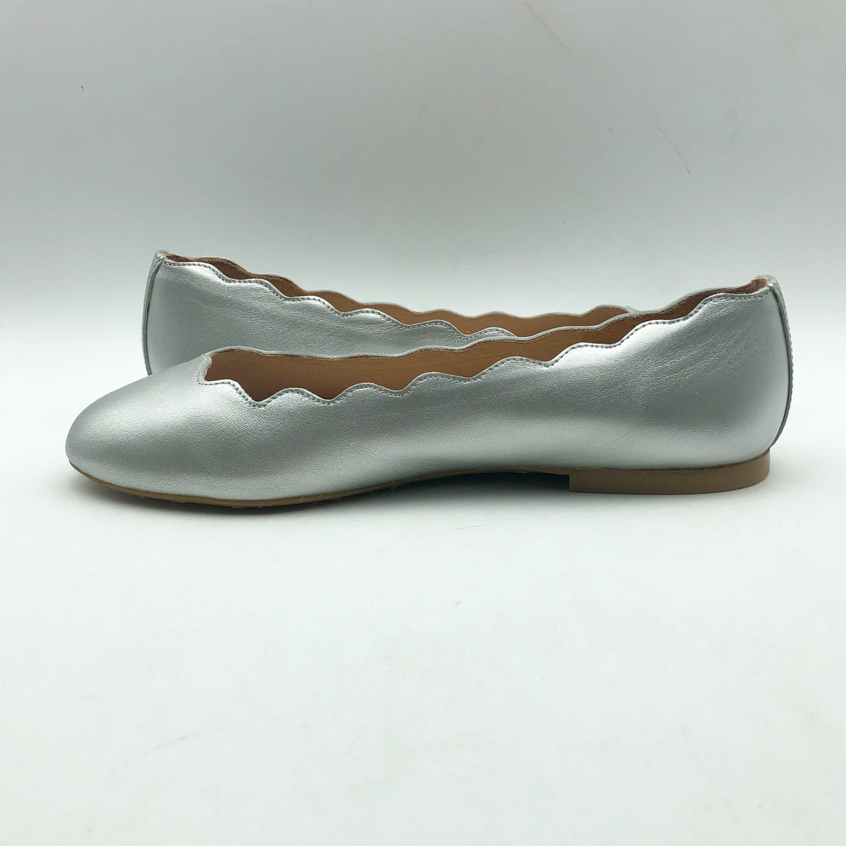 French Sole FS/NY Womens Jigsaw Flats Size 6.5 Silver Metallic Leather NIB