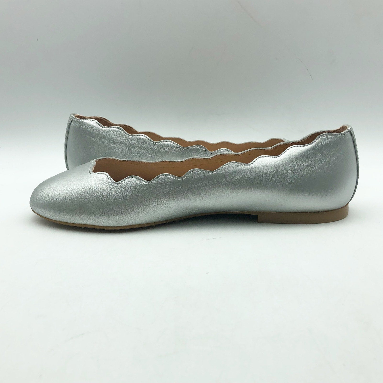 French Sole FS/NY Womens Jigsaw Flats US 6.5 EU 36.5 Silver Metallic Leather NIB
