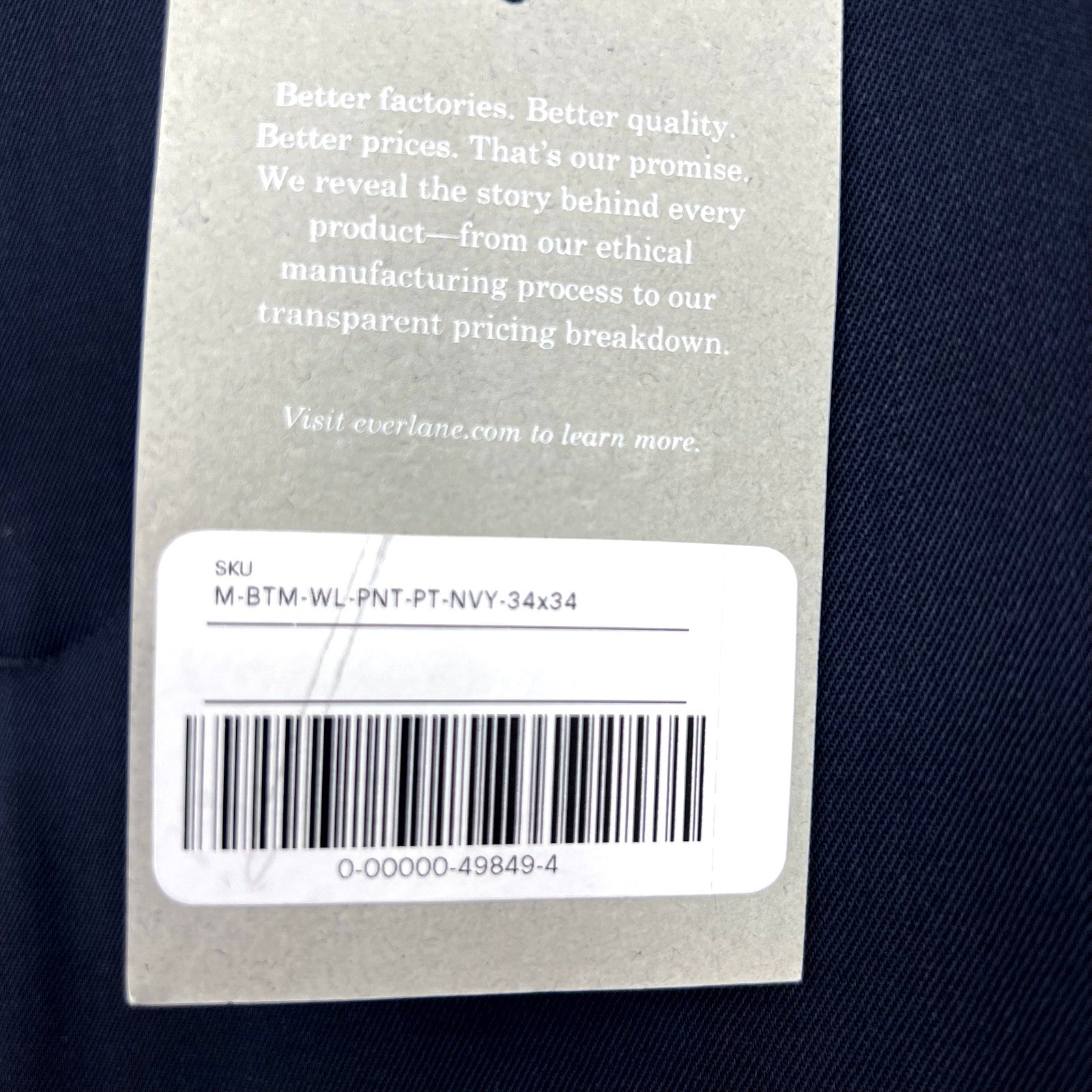 EVERLANE Men's The Italian Wool Pants 34x34 Navy Stretch Flat Front NWT