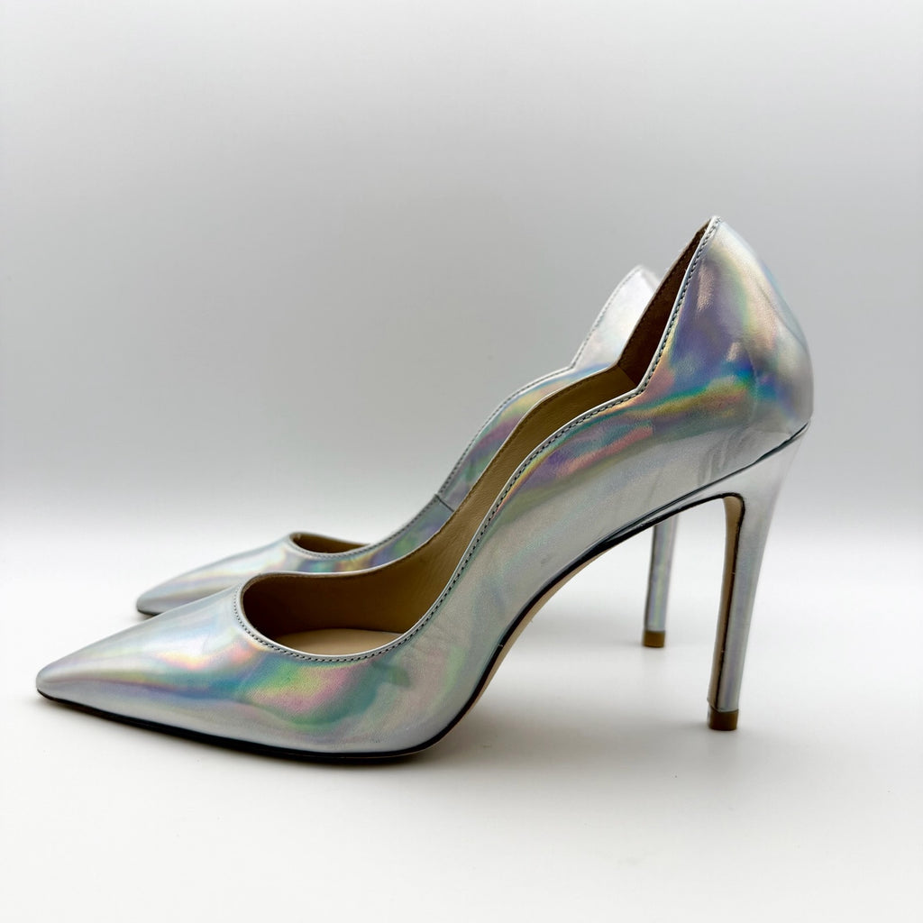 Stuart Weitzman Womens Iridescent Scallop Pumps US 6.5 Silver NWOB