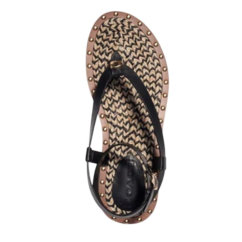 Coach Womens Gracey Sandals Size 7.5 M Black Leather NWOB