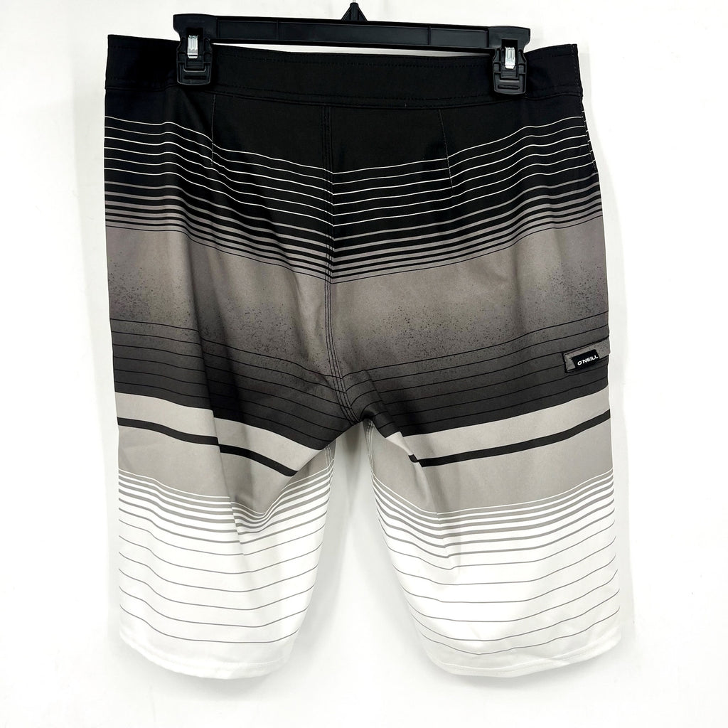O'NEILL Mens Hyperfreak Lincoln Board Short Size 30 Small Black Grey Stripe NWOT
