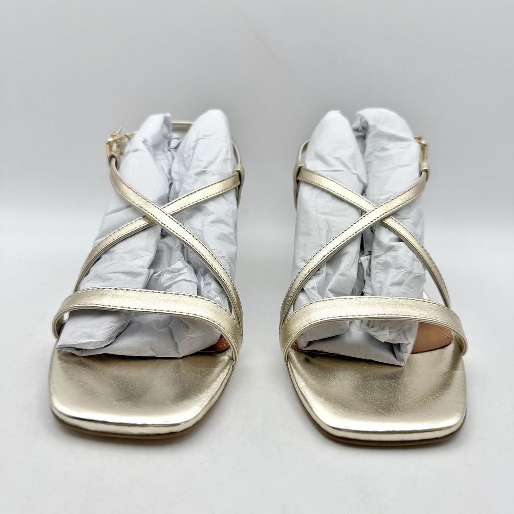 Dune London Womens Jaskell Heeled Sandals EU 38 US 8 Gold Leather NIB