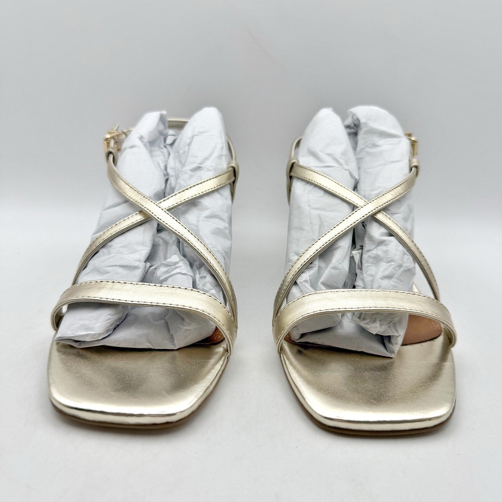 Dune London Womens Jaskell Heeled Sandals EU 38 US 8 Gold Leather NIB