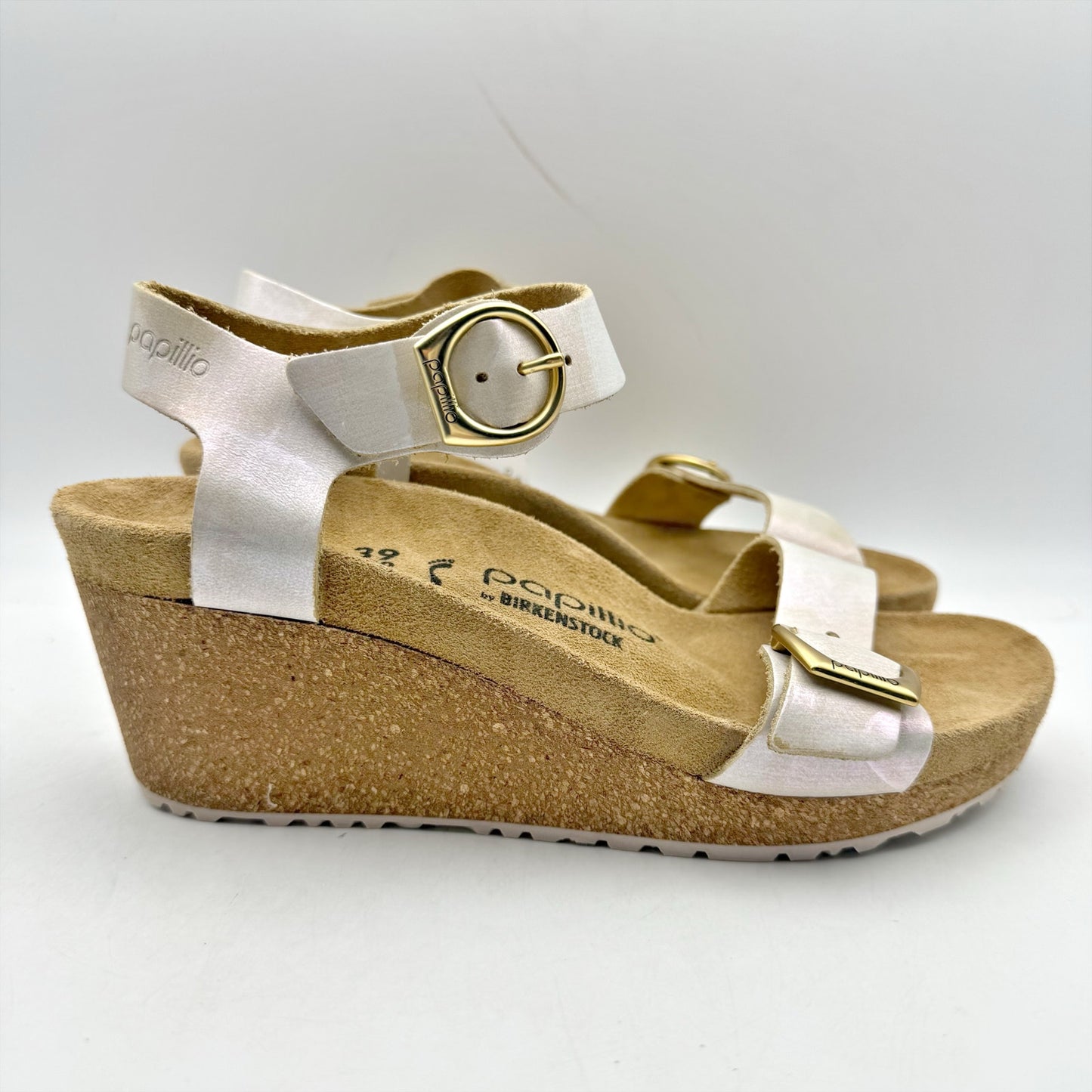 Papillio by Birkenstock Womens Soley Wedge Sandal EU 39 US 8 Silver Leather NWOB