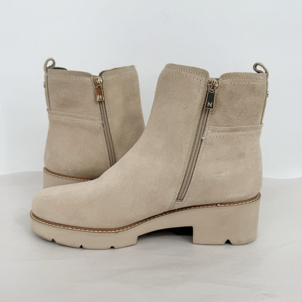 Naturalizer Womens Darry Platform Ankle Booties Size 12 WIDE Beige Suede NWOB