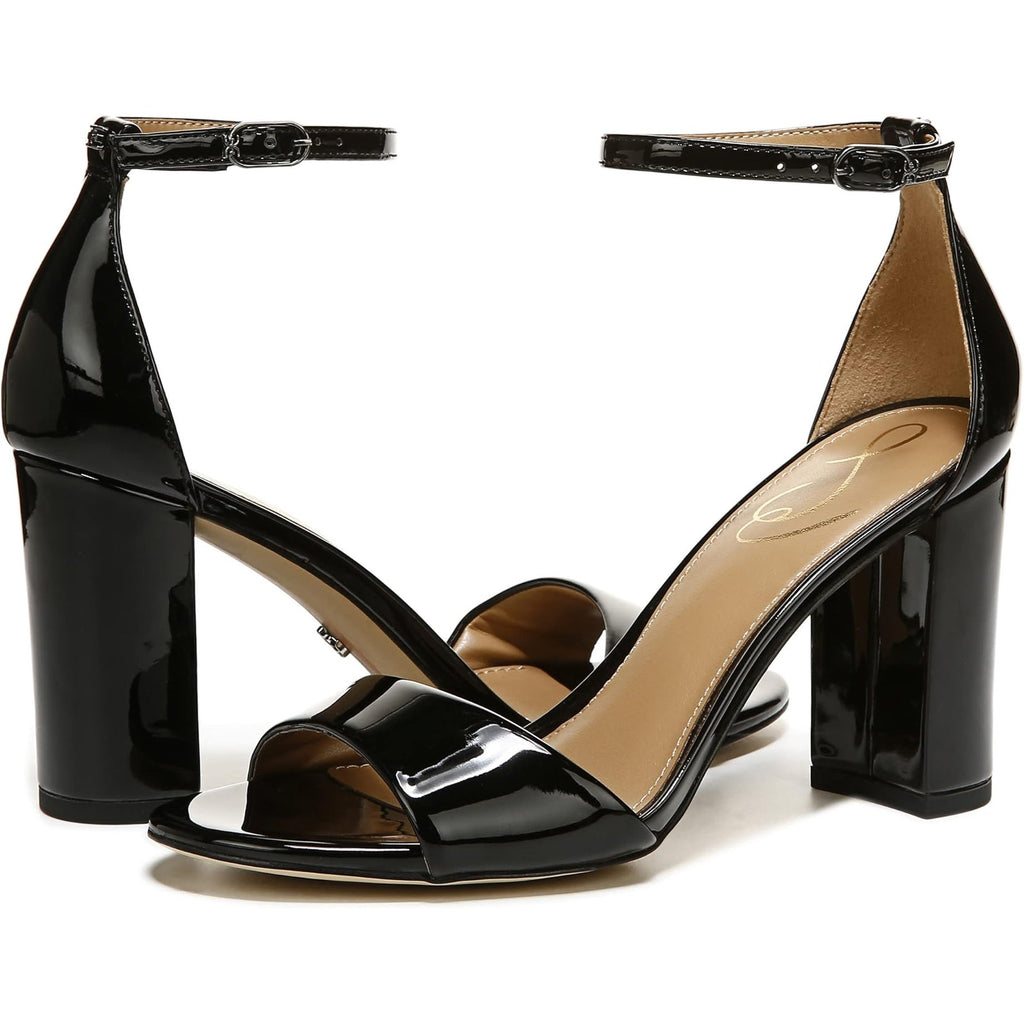 Sam Edelman Womens Robyn Heels Size 10 Wide Black Patent Leather Ankle Strap NIB