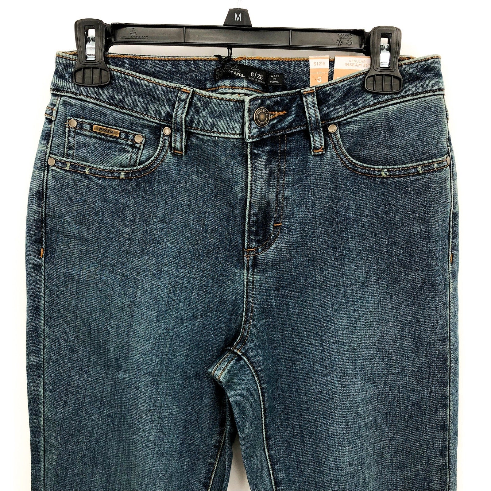 PRANA Womens Sienna Mid Rise Skinny Jeans Size 6 28 x 31 True Blue Stretch NWT