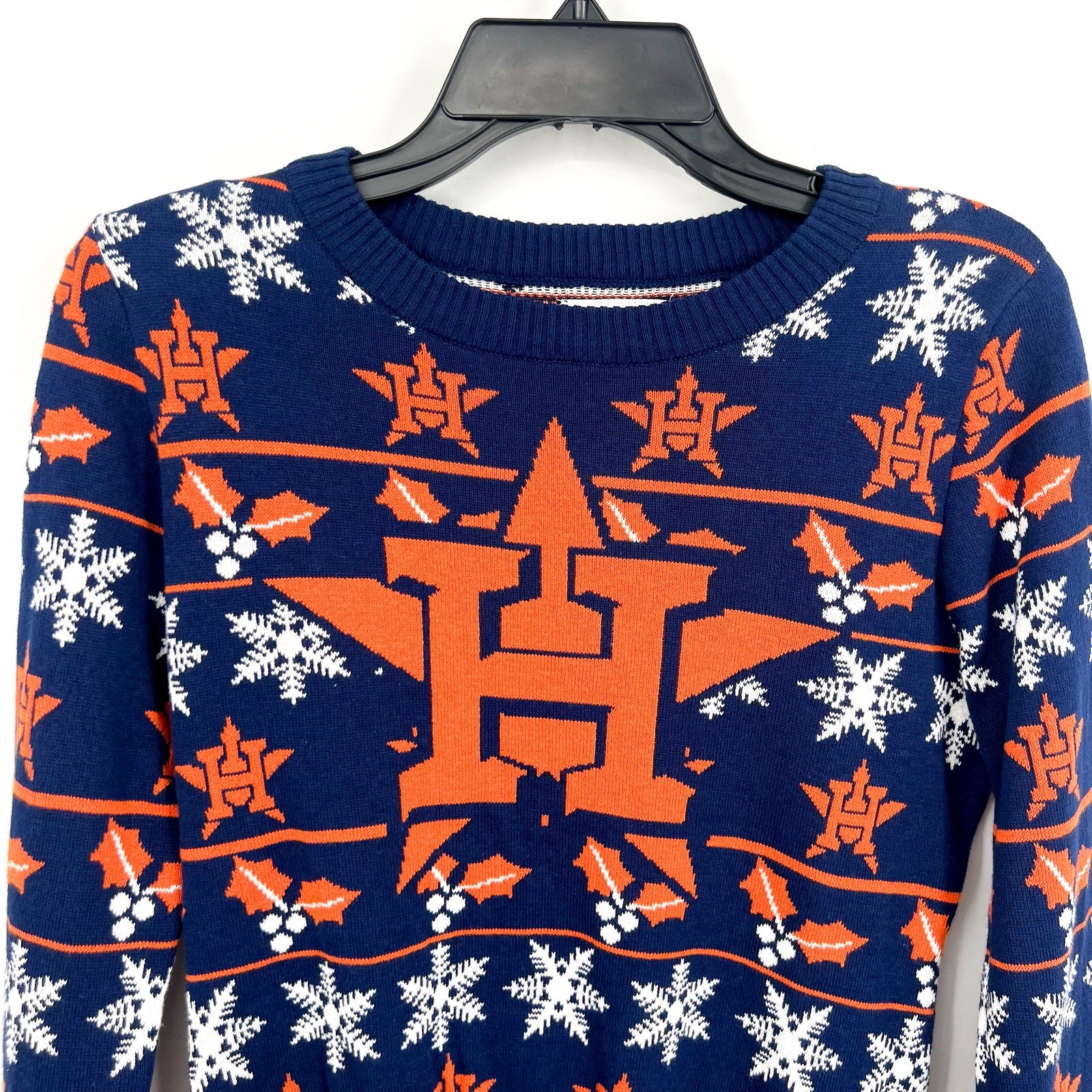 MLB GENUINE MERCHANDISE Womens Houston Astros H Snowflake Sweater Small Navy NWT