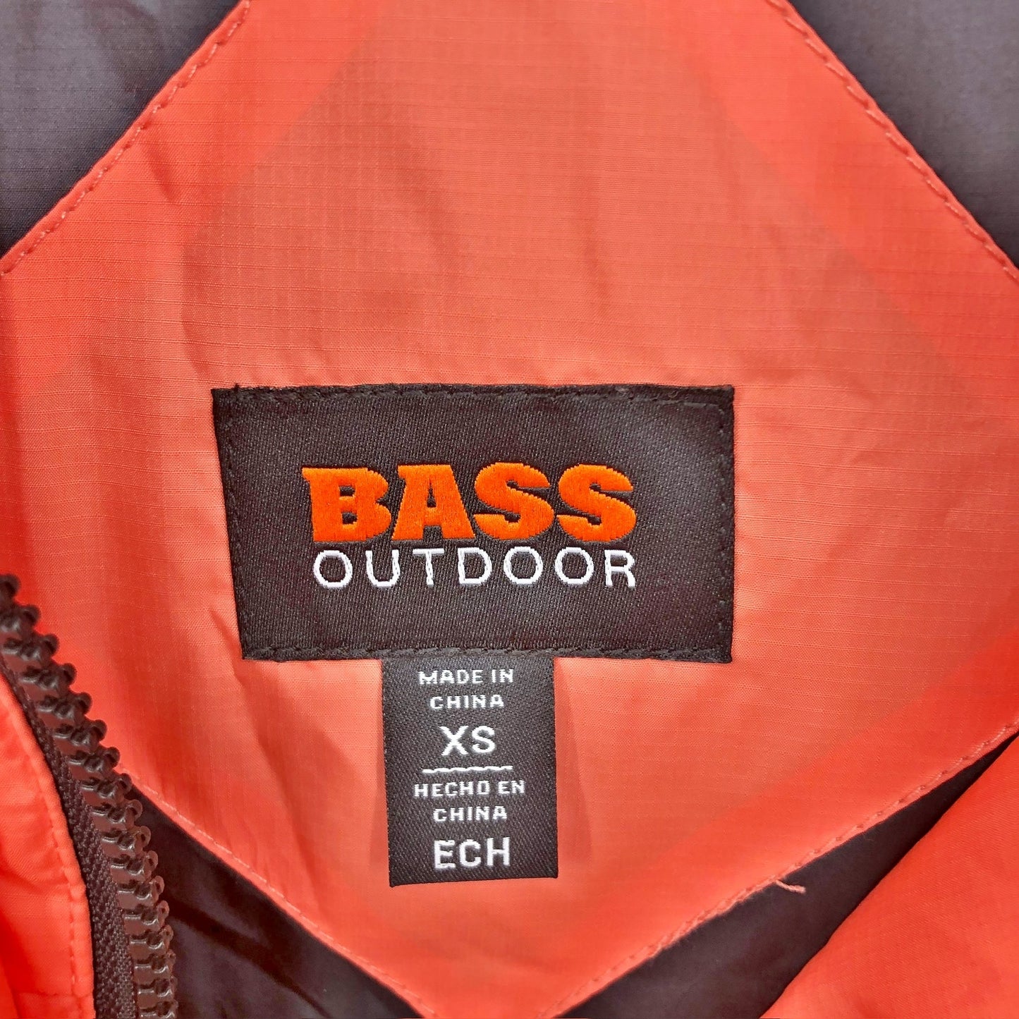 BASS OUTDOOR Women's Discovery Puffer Jacket XS Orange Living Coral Full Zip NWT