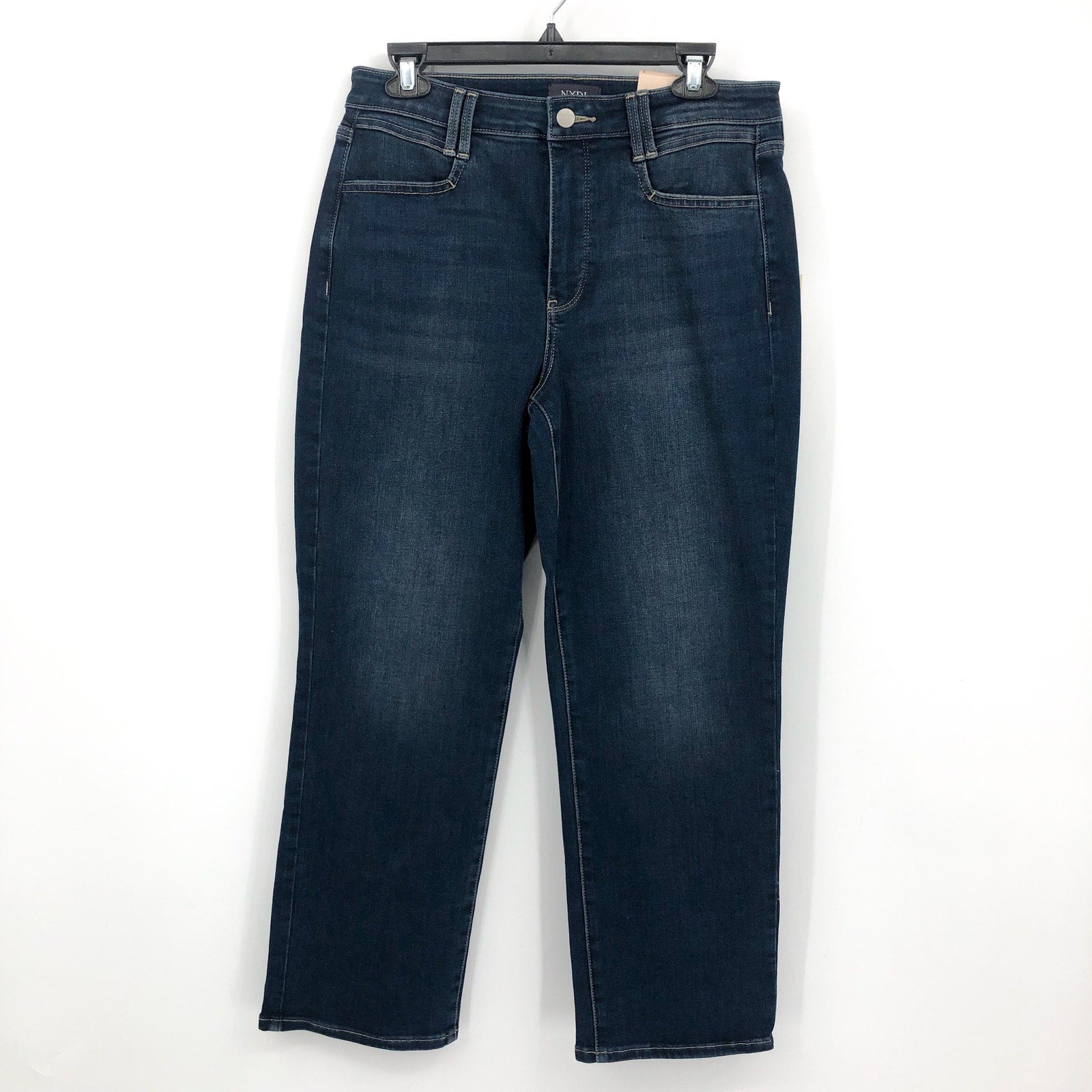 NYDJ Womens Straight Ankle Jeans 8 Blue Wonderland Relaxed Square Pockets NWT