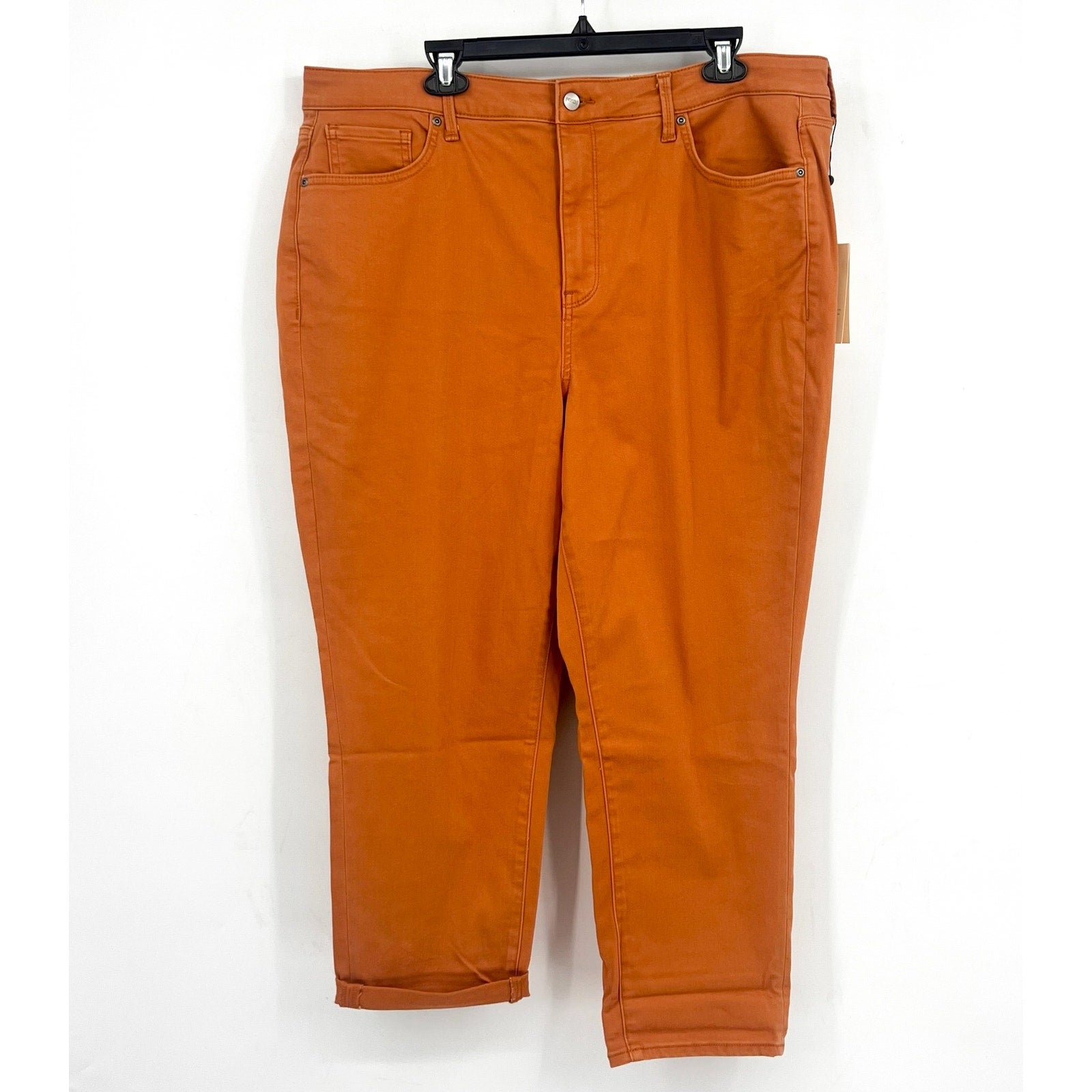 NYDJ Womens Margot Girlfriend Jeans Size 16 PETITE Rust Brown Straight Leg NWT