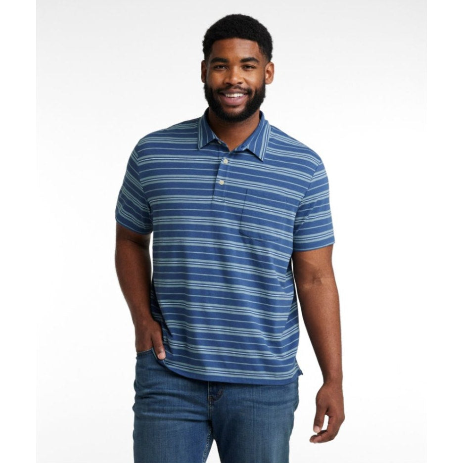 L.L. BEAN Men's Lakewashed Performance Polo 3XL Short-Sleeve Blue Stripe NWT