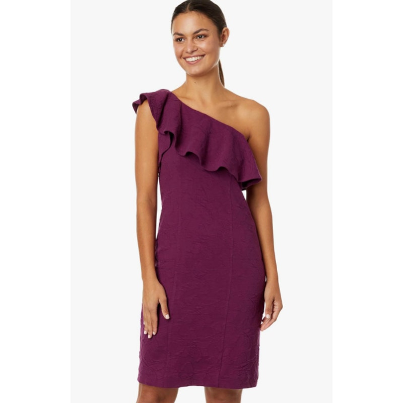 LILLY PULITZER Bordeaux One Shoulder Dress Size 6 Purple Cherry Jacquard NWT