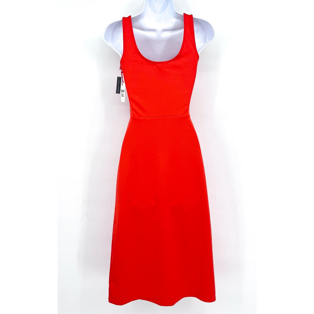 OPEN EDIT Women's Scoop Neck Midi Tank Dress XS Orange Sleeveless Bodycon NWT