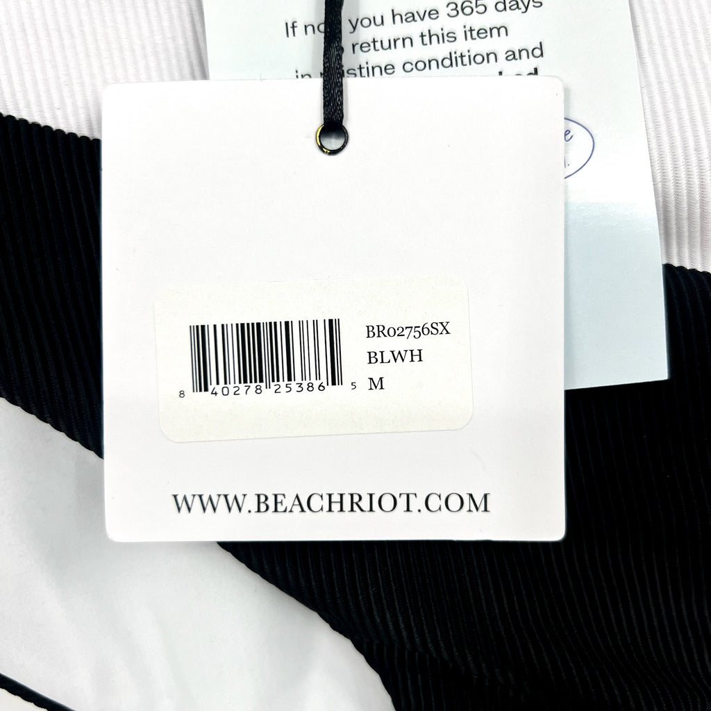 BEACH RIOT Women's Joyce One Shoulder One Piece Swimsuit Medium Black White NWT