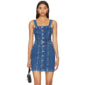 PAIGE Women's Maddy Denim Tank Dress Size 10 Delia Blue Button Front Revolve NWT