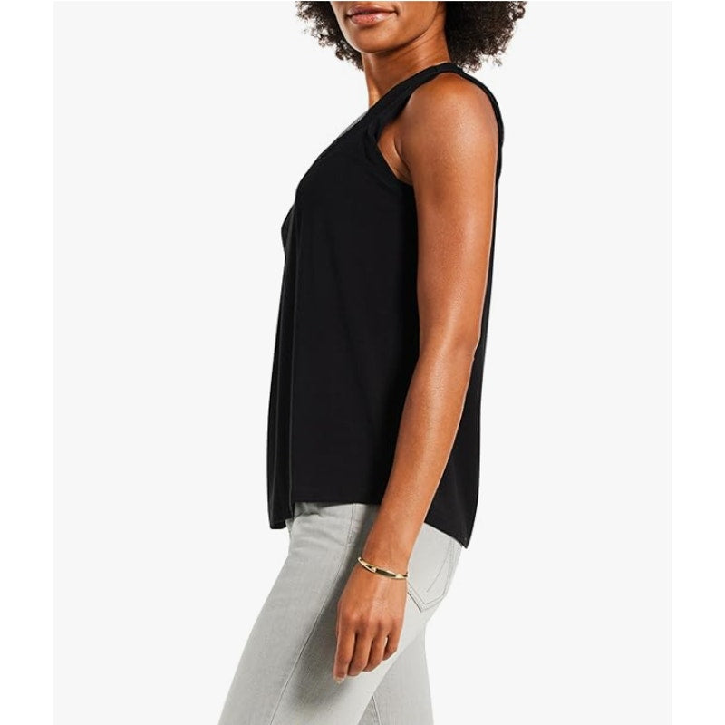 NIC+ZOE Women's Date Night Drape Tank Top Small Black Sleeveless NWT