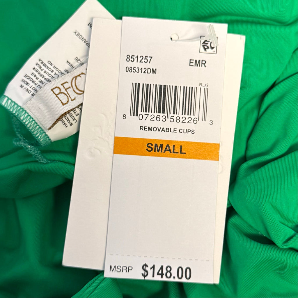 BECCA Color Code Paula One Piece Swimsuit Small Emerald Green Square Neck NWT