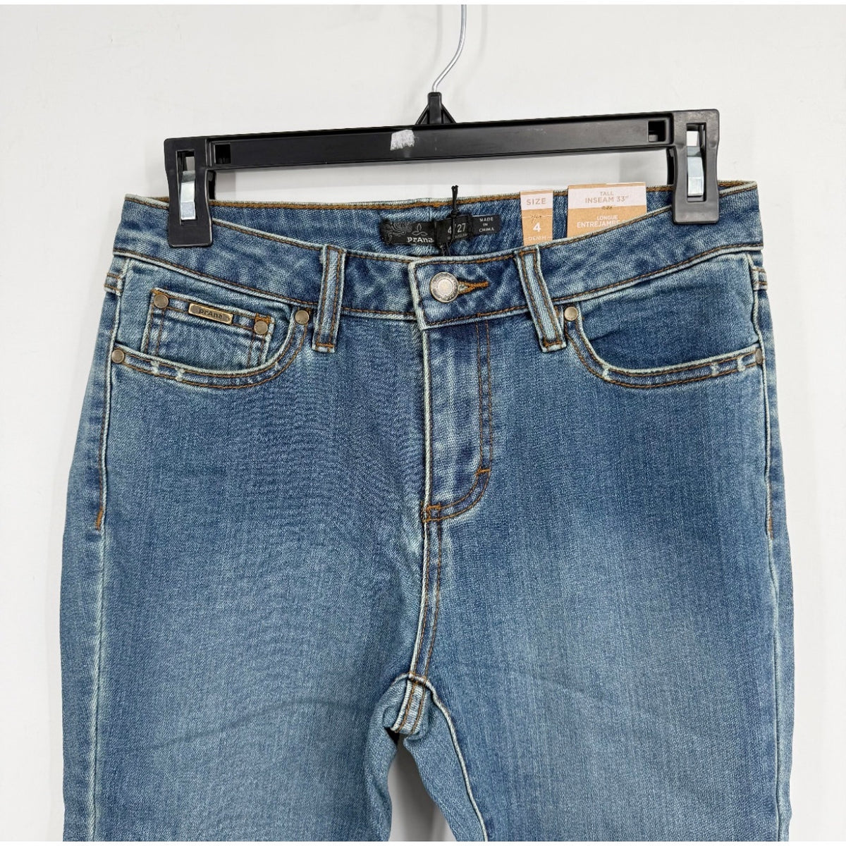 PRANA Womens Sienna Jeans 27x33 US 4 Tall True Blue Mid Rise Stretch Denim NWTf